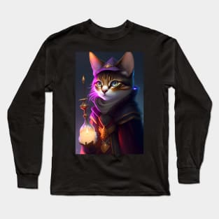 Witch Cat - Modern Digital Art Long Sleeve T-Shirt